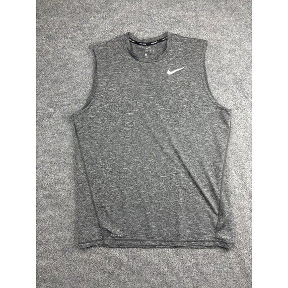 Nike Dri-FIT Swim Shirt Mens Medium Gray Sleeveless UPF 40+ Rashguard Tank - Picture 1 of 7